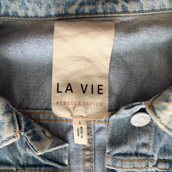 La Vie Rebecca Taylor Classic Denim Jacket in Chantal Size Large - Picture 6 of 10